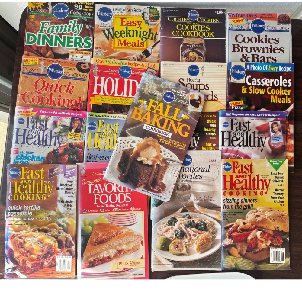 Vintage Pillsbury Classic Cookbooks Lot of 13 Fast and Healthy Magazines 90s 00s